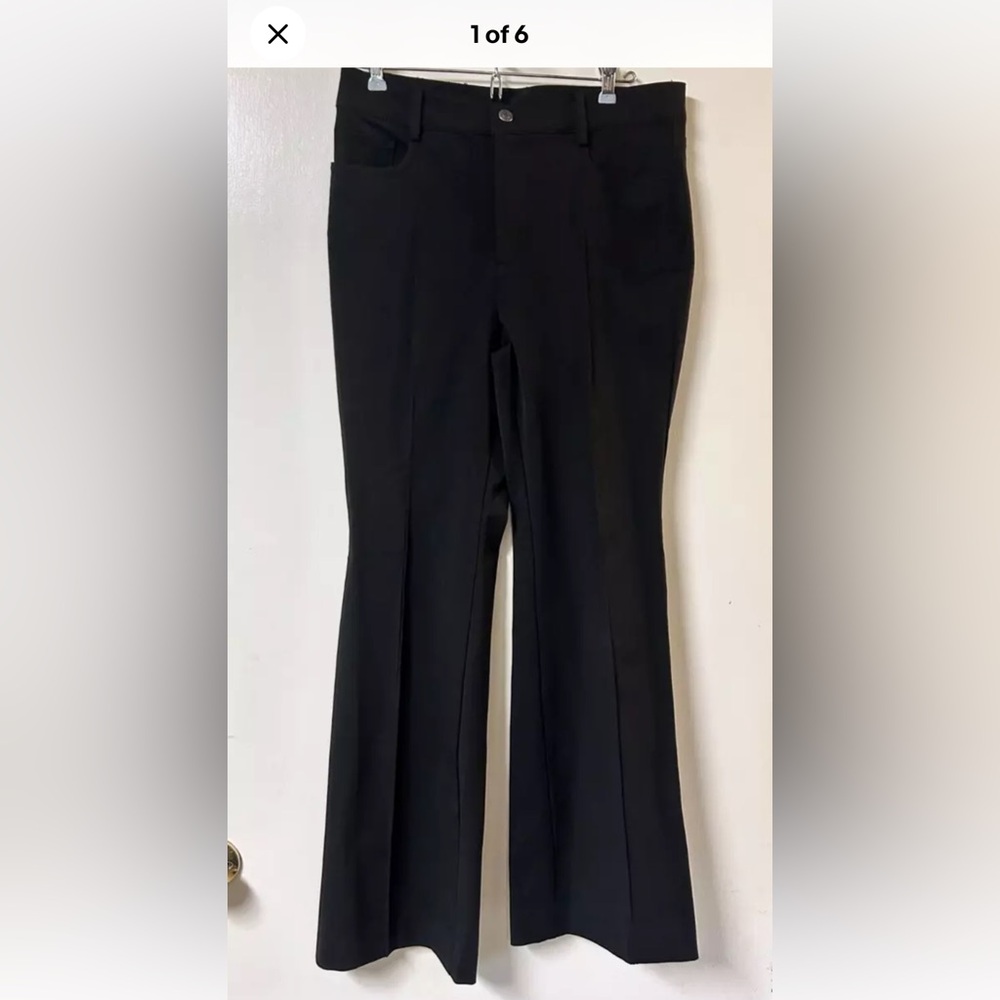 Loft Pintuck Denim Flare Leg Trousers/Pants Women Size 6 Black Pockets
